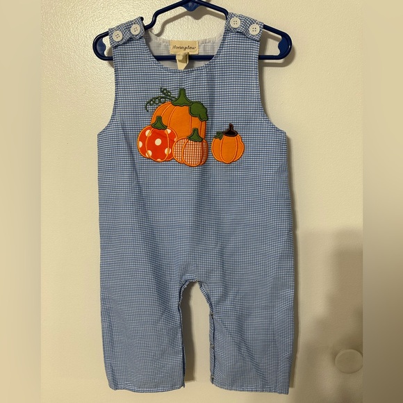 Fall pumpkin gingham Jon Jon - Picture 1 of 3